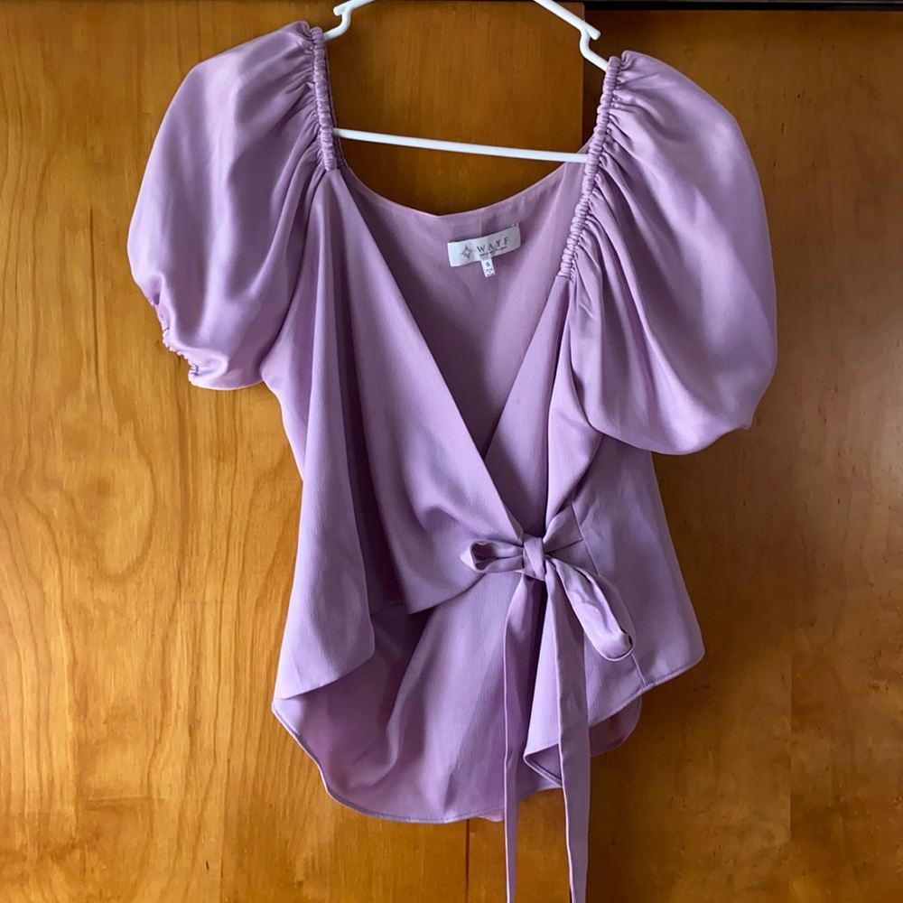Lavender Silky Wrap Top - Small